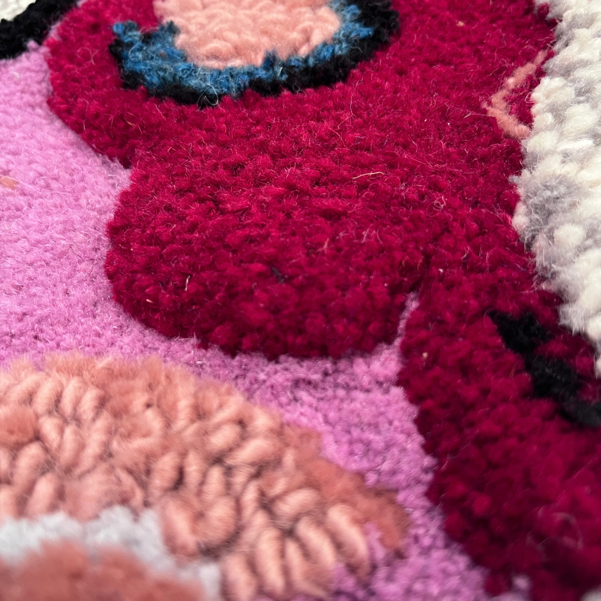 Dance! Rug — close-up detail showing cream loop pile and deep cut contrast